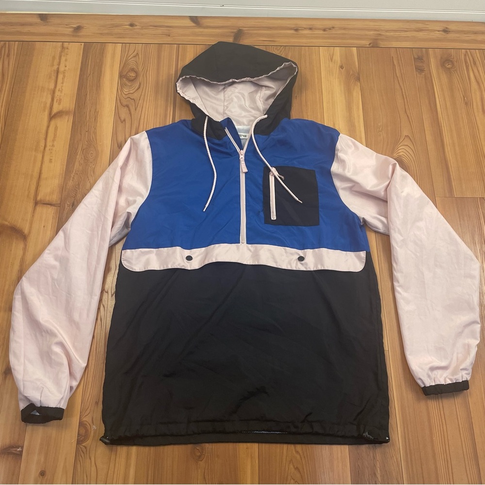 Ragstock Colorblock Anorak Windbreaker Jacket Pink Blue Black Size Large